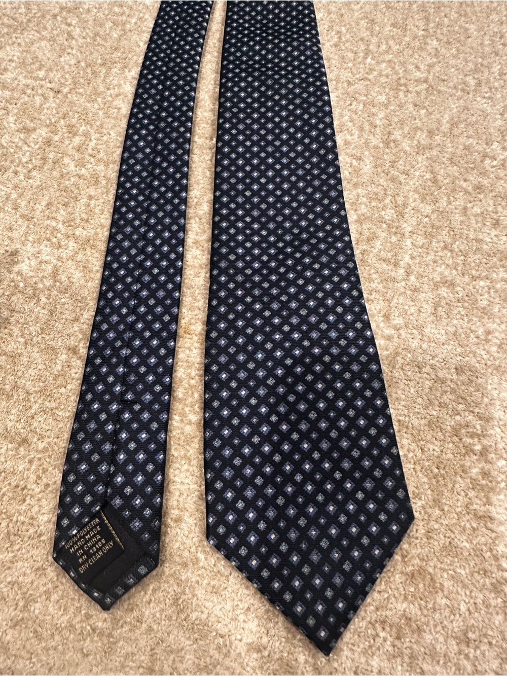 U.S. Polo Assn. Navy Tie with Light Blue Diamond Pattern